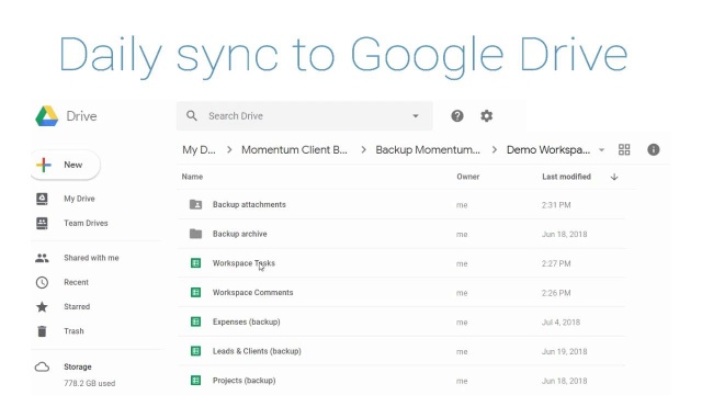 screenshot of Backup & Restore for Podio